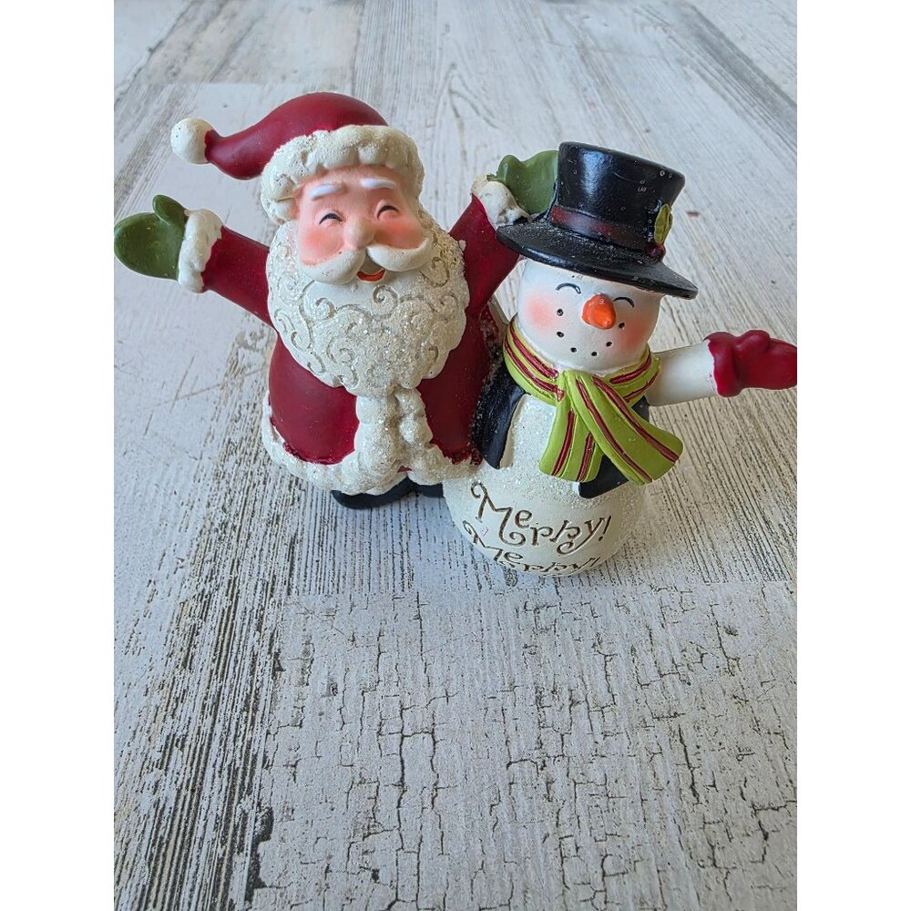 Deb strain snowman Santa figurine statue glitter Xmas village